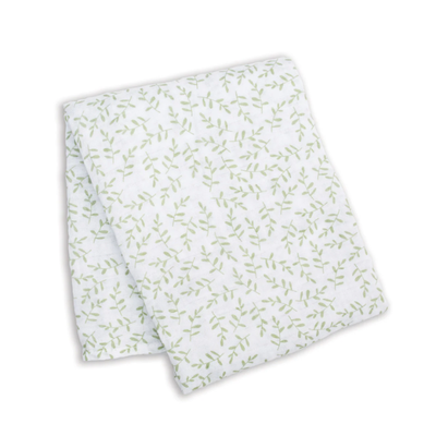 Cotton Baby Swaddle Blanket in Greenery Pattern