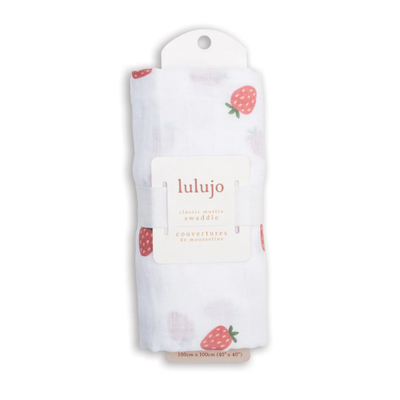 Cotton Muslin Swaddle Blanket - Strawberries