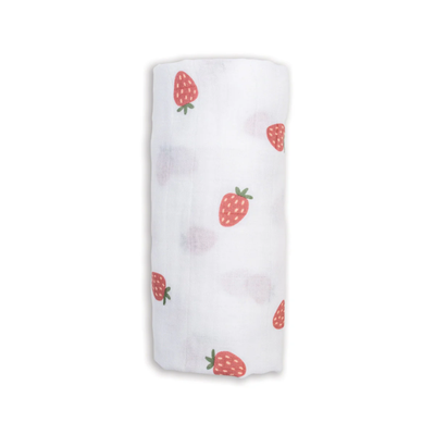 Cotton Muslin Swaddle Blanket - Strawberries