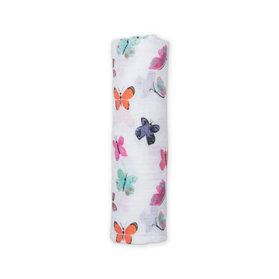 Bamboo Cotton Baby Swaddle Blanket With Butterfly Pattern