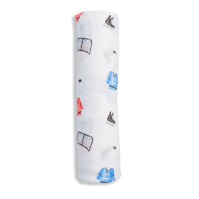 Bamboo Cotton Baby Swaddle Blanket With Hockey Pattern