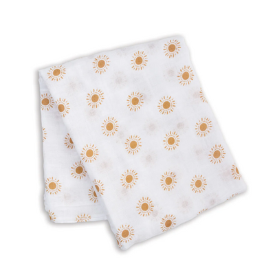 Cotton Baby Swaddle Blanket in Sun Pattern