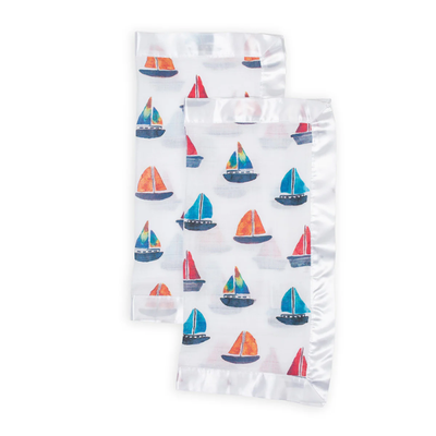 Cotton Security Blankets - Sailboat Pattern