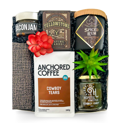Gifts For Him, Cowboy Gift Boxes, Shipped Gift Boxes Canada, Coffee Lover Gifts, Gourmet Gift Boxes, Bacon Lovers Gifts, Unique Gifts For Men, Masculine Gift Boxes, Birthday Gifts For Dads, Gifts With Coffee And Snacks, Luxury Men’s Gifts, Men’s Relaxation Gifts, Shipped Personal Gifts, Gifts For Boyfriends, Gifts For Husbands, Western-Themed Gifts, Thoughtful Gifts For Men, Modern Gift Boxes, Rustic Gift Sets, Dad Gift Boxes, Gifts With Coffee And Gourmet Treats