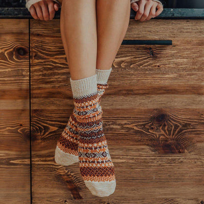 Cozy Wool Nordic Socks - Pumpkin
