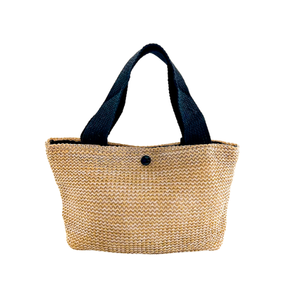 Straw Gift Bag with Black Handles