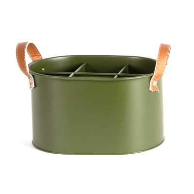 Dark Green Metal Caddy with Dividers