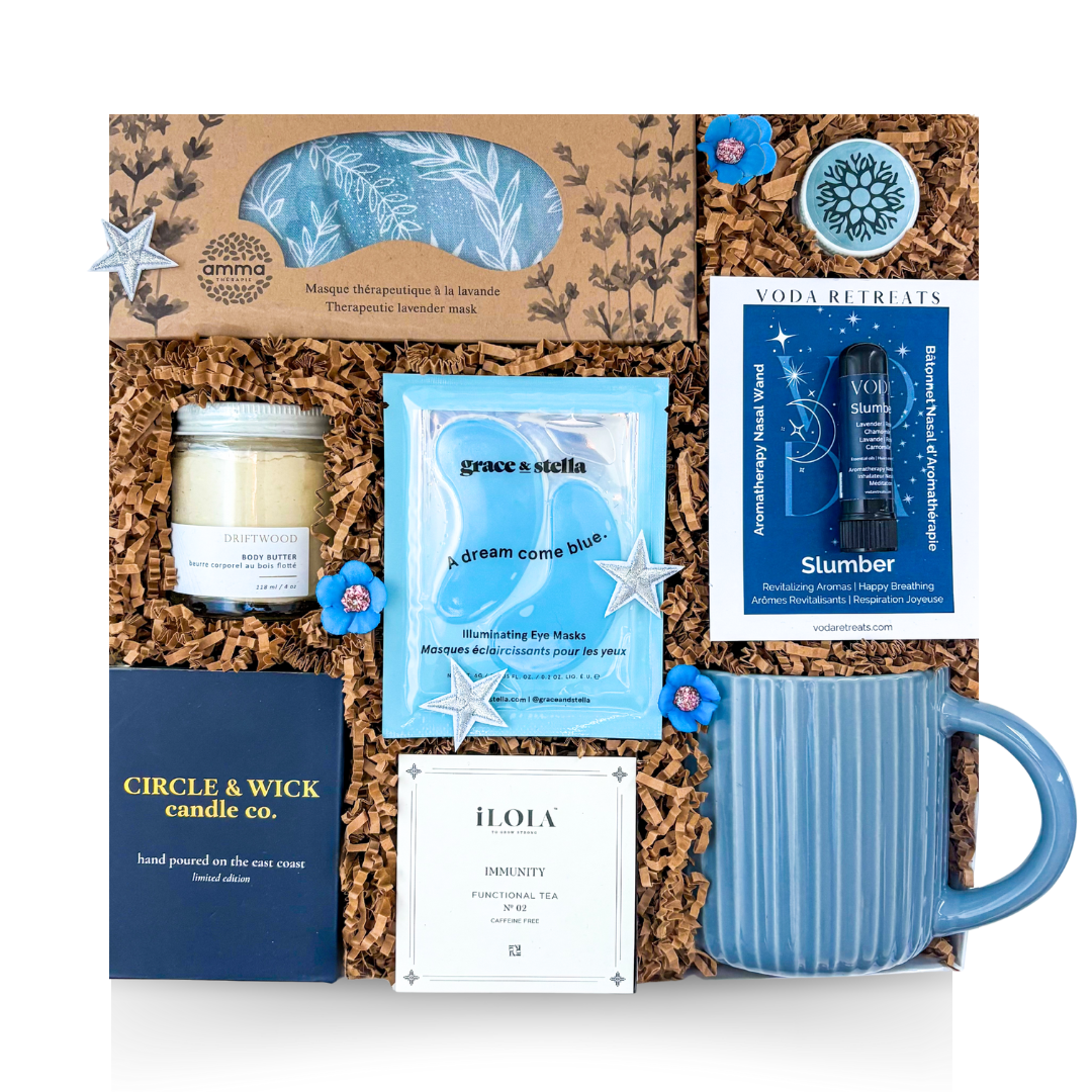 Luxury sleep and wellness gift box designed for deep rest, nighttime relaxation, and restorative rituals
