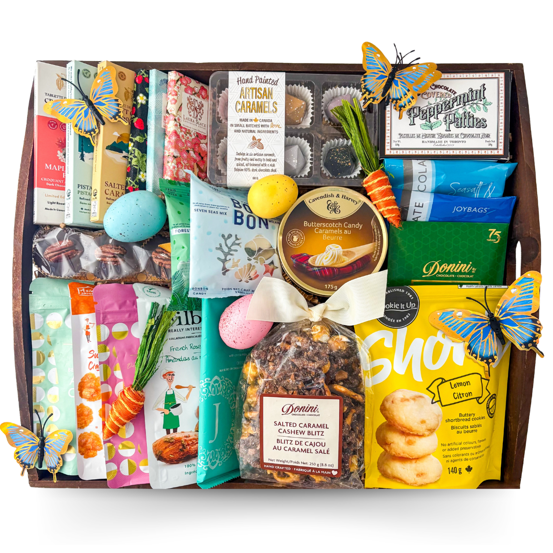 Deluxe Snack Tray with gourmet treats, chocolates and colourful snacks for sharing by Black Bow Gift Co.