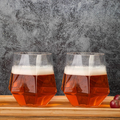 Diamond Shaped Shatterproof Stemless Wine Glass
