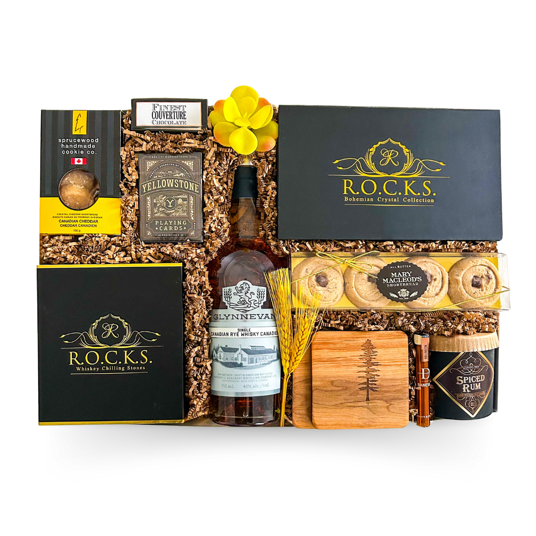 Hand Delivered Gifts Halifax, Whiskey Themed Gift Box, Perfect Gifts For Whiskey Lovers, Whisky Themed Gift, Premium Whisky Gift Basket, Whiskey Glasses Gift Box, Father's Day Gift Ideas, Men's Luxury Gift Box, Gifts For Dad, Perfect Gifts For Boyfriend, Whiskey Gifts For Husband, Best Whiskey Gifts, Gifts For Men, High End Gift Boxes, Luxury Gifts For Brother, Birthday Gifts For Him, Birthday Gifts For Dad, Halifax Gift Delivery, Dartmouth Gift Delivery, Bourbon Gifts, Gifts for Cigar Enthusiasts
