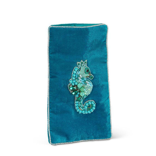 Eyeglass Case with Seahorse - Turquoise