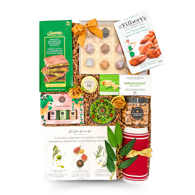 Festival of Lights luxury Diwali gift box with elegant festive treats, golden accents, and upscale presentation