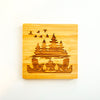 Bamboo Coasters with Cottage Scene (Set of 2)