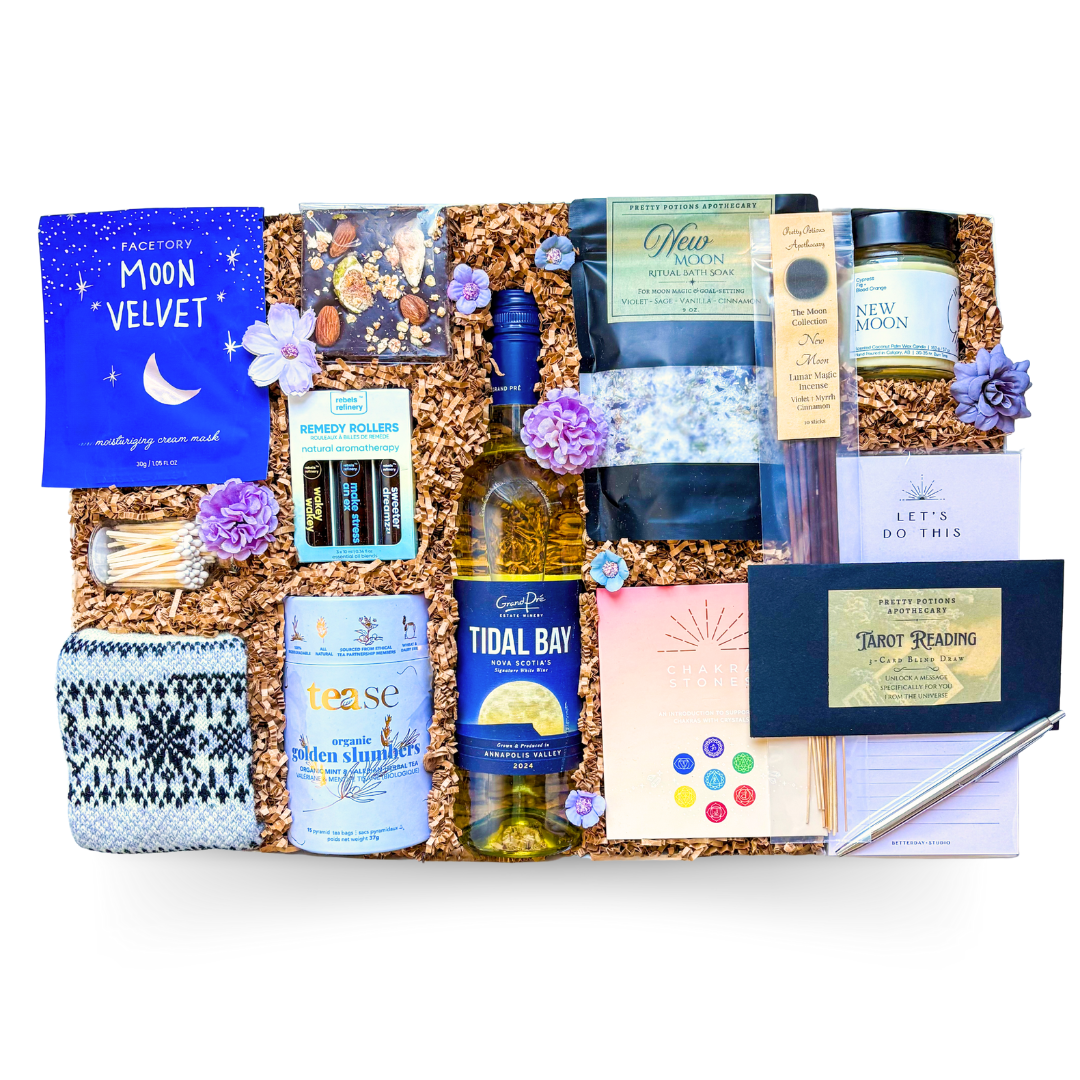 Celestial wellness and self-care luxury gift experience for full moon rituals