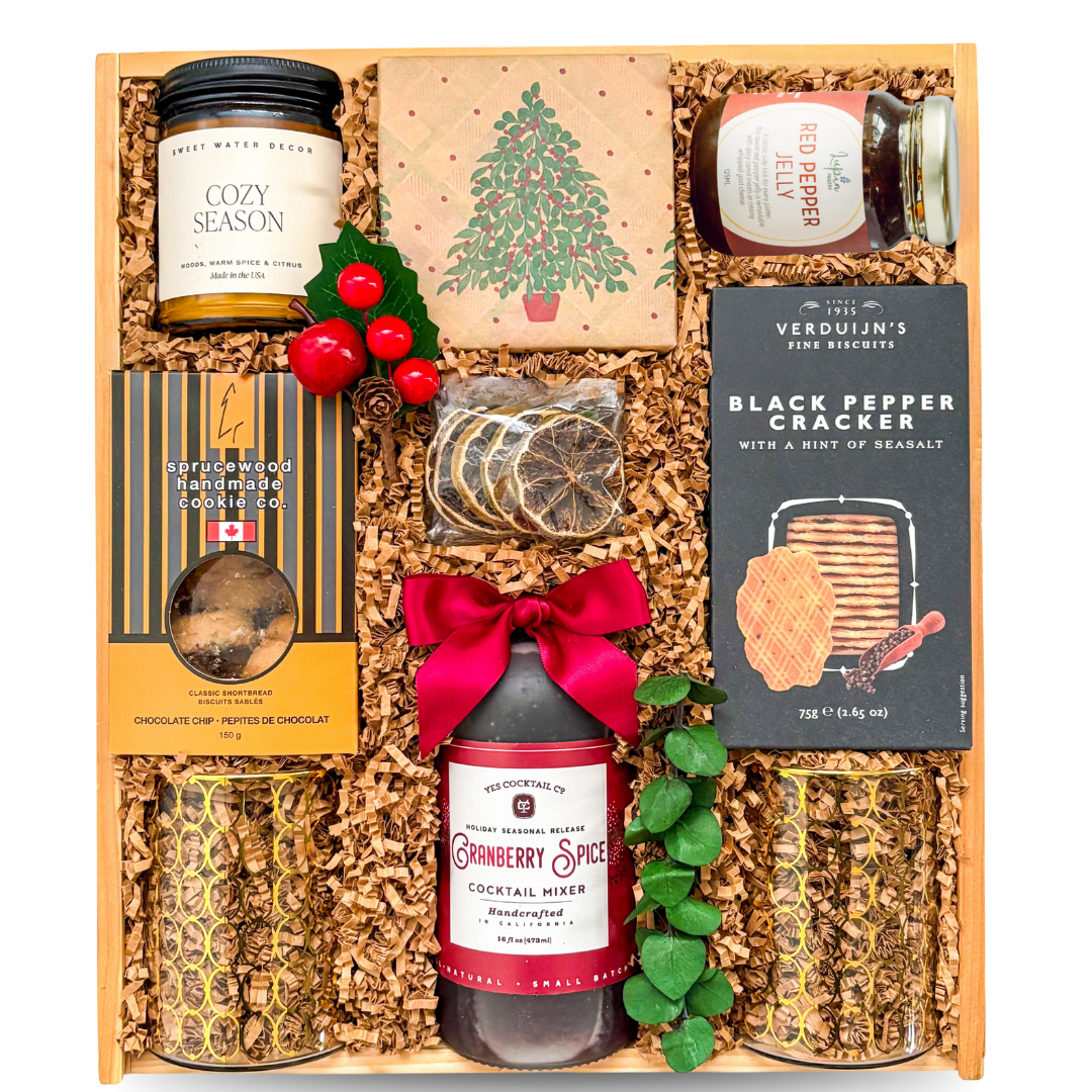 Winter gifts, Christmas gifts for family, Christmas Gift, Sweet Christmas gift, Gourmet Christmas Gift Baskets, Holiday Gift Baskets, Business Christmas Gifts, Luxury Holiday Gift Basket, Upscale Holiday Gift, Shipped Holiday Gifts, Festive Gift, Family Gift for Christmas, Calgary Christmas Gift, Alberta gifts delivered, NS gift delivered, Gifting made easy, Cozy gifts, Christmas treat delivered, Festive treats basket, Food Christmas gifts, Cocktail Gifts, Holiday Season Gift Box, Drink Mixer Gift, 