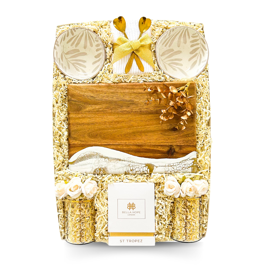 Luxury Housewarming Gifts, Wedding Gift Boxes, Executive Thank You Gifts, White and Gold Homeware Gifts, Vogue Candle Gifts, Premium Hostess Gifts, Gold Rim Glassware Gifts, Resin Serving Board Gift Sets, Gourmet Gifts for Entertaining, Chic Home Gift Boxes, Gold Kitchen Accessories, Gifts with Chocolate Coffee Beans, Stylish Gifts for Her, Elegant Gift Sets, Curated Gifts with Tea Towels, Luxe Candle Gift Boxes, White & Gold Gift Baskets, Thoughtful Home Gifts, VIP Client Gifts, Designer Gift Boxes