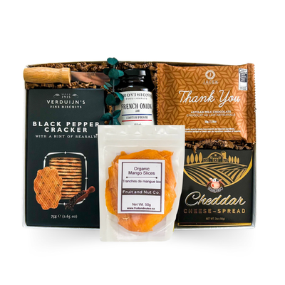 Thank You Gift Box, Gourmet Snack Box, Savory Gift Basket, Cheese and Cracker Gift, Charcuterie Gift Box, Appreciation Gift, Canadian Gift Box, Halifax Gift Delivery, Dartmouth Gift Delivery, Bedford Gift Delivery, Hostess Gift, Foodie Gift Basket, Cheese Lover Gift, Gourmet Cheese Gift, Thank You Chocolate Gift, Budget-Friendly Snack Box, Affordable Grateful Gift Set, Grazing Box Canada, Thank You Basket Delivery, Value-Priced Thank You Gift