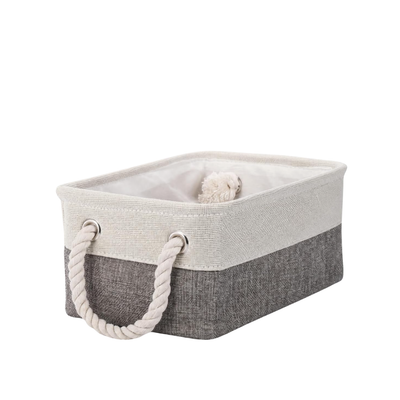 Grey Beige Cloth Storage Basket