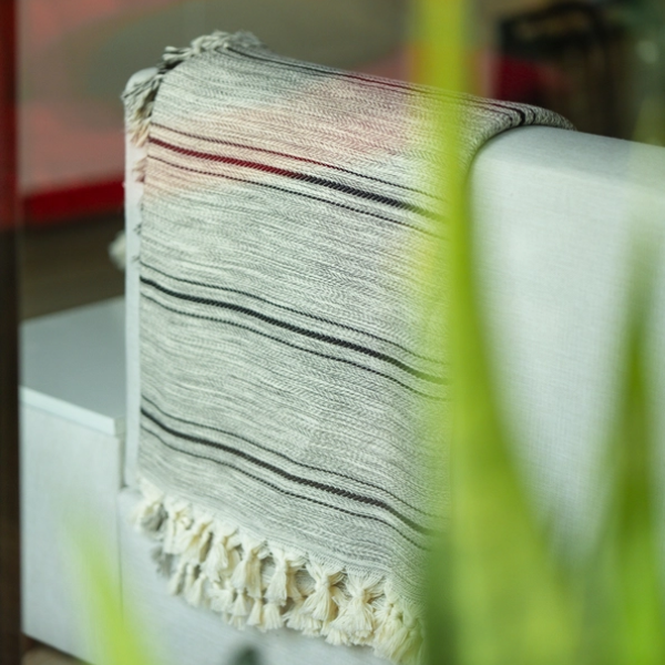 Grey and Black Striped Cotton Throw Blanket