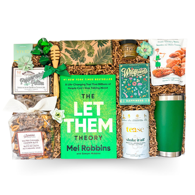 Grow Forward encouragement gift box with book, tea and treats in an XL luxury gift box by Black Bow Gift Co.