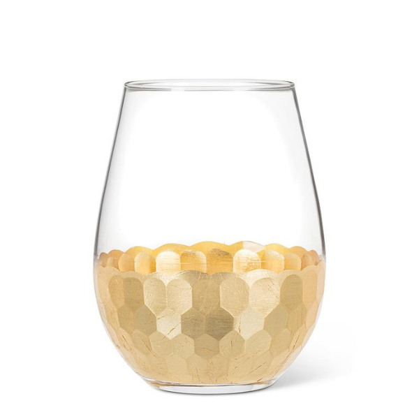 Hammered Gold Foil Stemless Glass