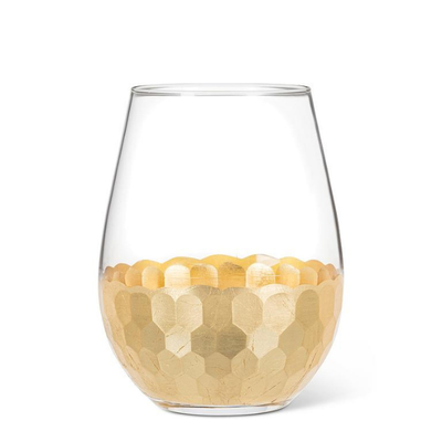 Hammered Gold Foil Stemless Glass