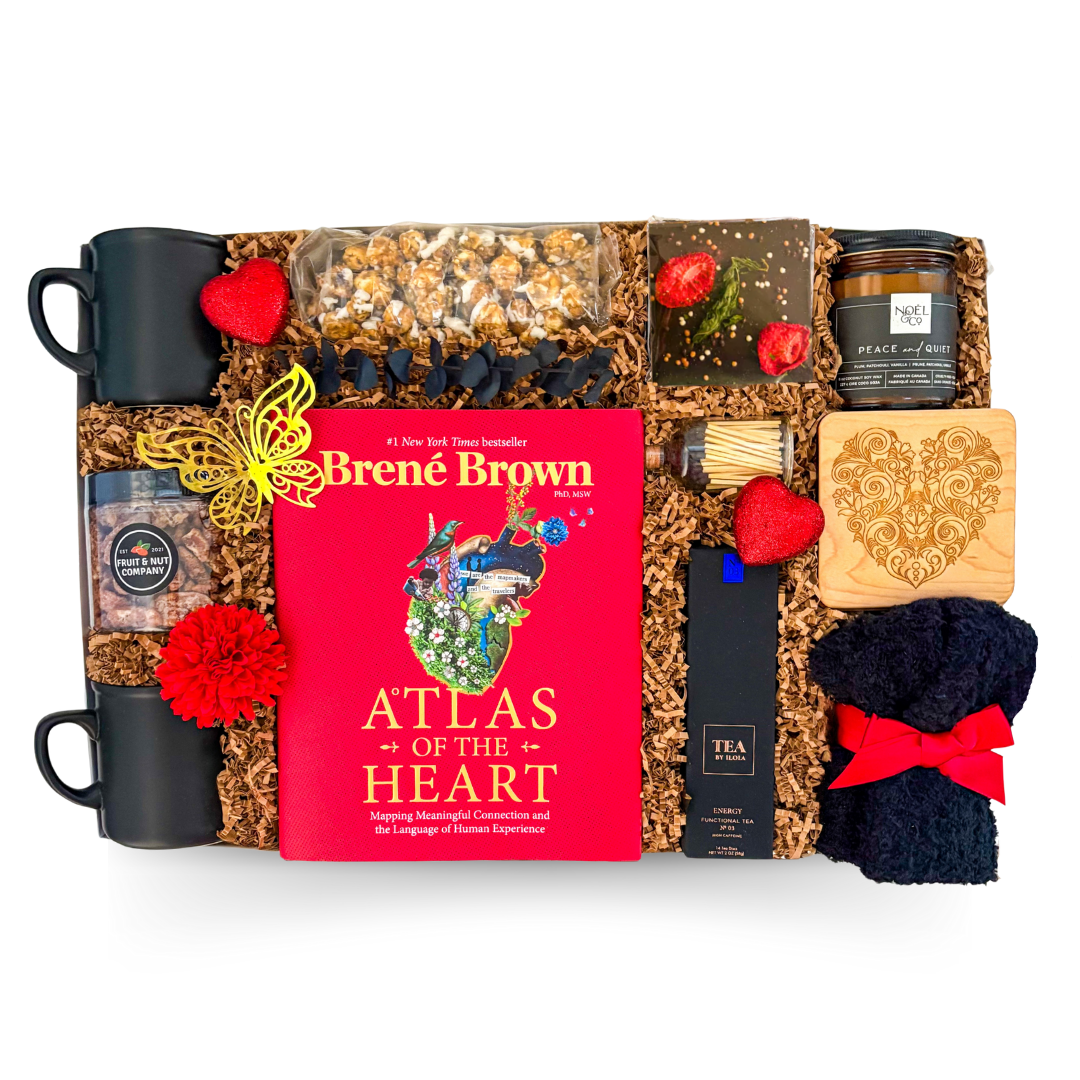 Heart Reflections self-care gift inspired by Brené Brown’s Atlas of the Heart, with cozy and calming wellness touches.
