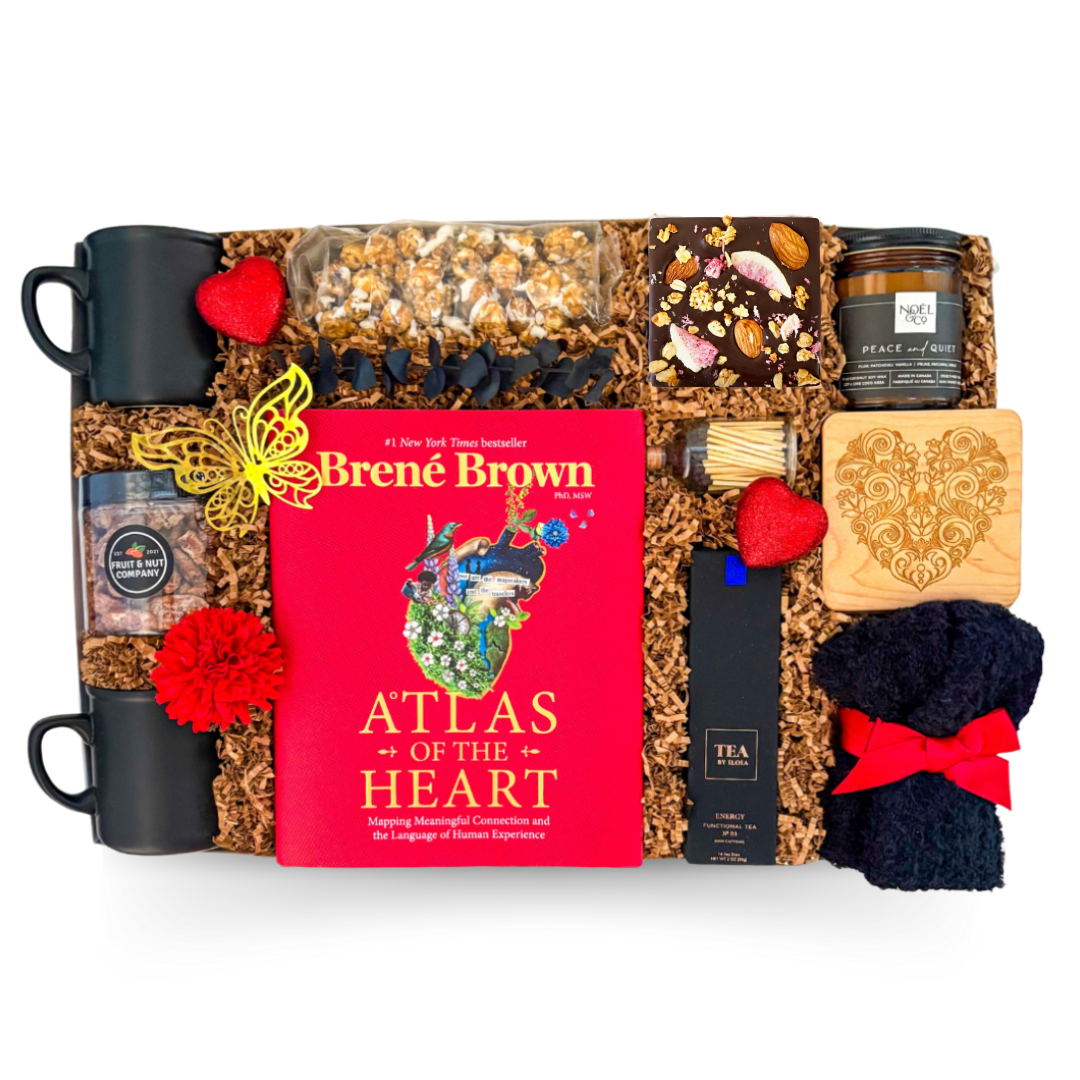 Heart Reflections self-care gift inspired by Brené Brown’s Atlas of the Heart, with cozy and calming wellness touches.
