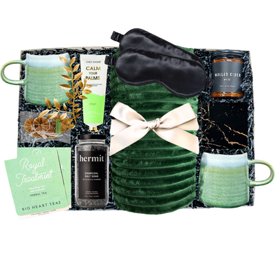 Self Care Gifts, Luxury Self-Care Gift Basket, Luxury Relaxation Gifts, Premium Gift Boxes for Relaxing, Upscale Vacation Gifts, Canadian Vacation Gifts, Canadian Self-Care Gift, Perfect Therapeutic Gift, Perfect Wellness Hamper, Upscale Wellness Gift, Green Gifts, Relaxation Gifts, Stress Relief Gifts, Stress Relief Ideas, Gifts for Two, Couples Gifts,