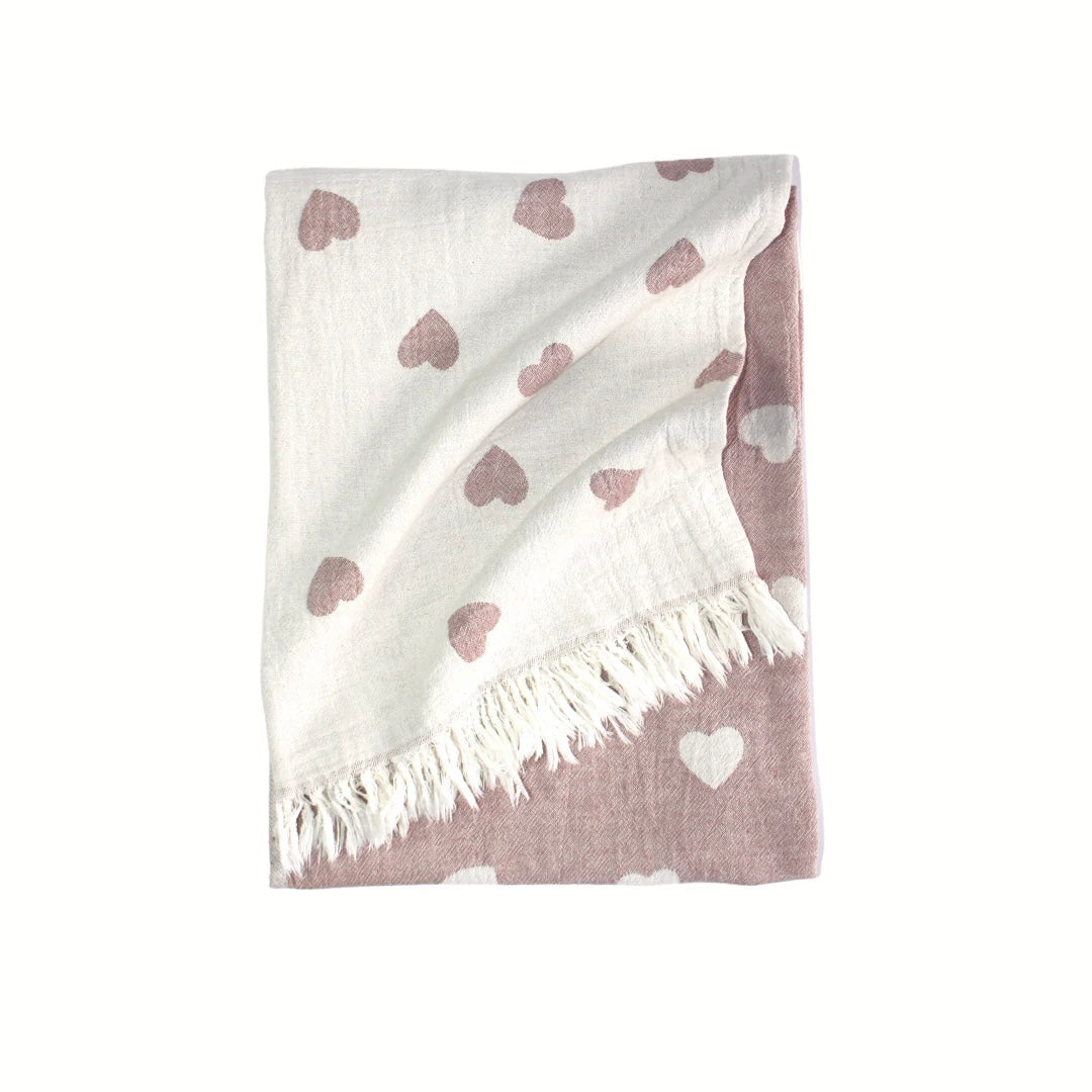 Turkish Cotton Towel With Hearts Pattern
