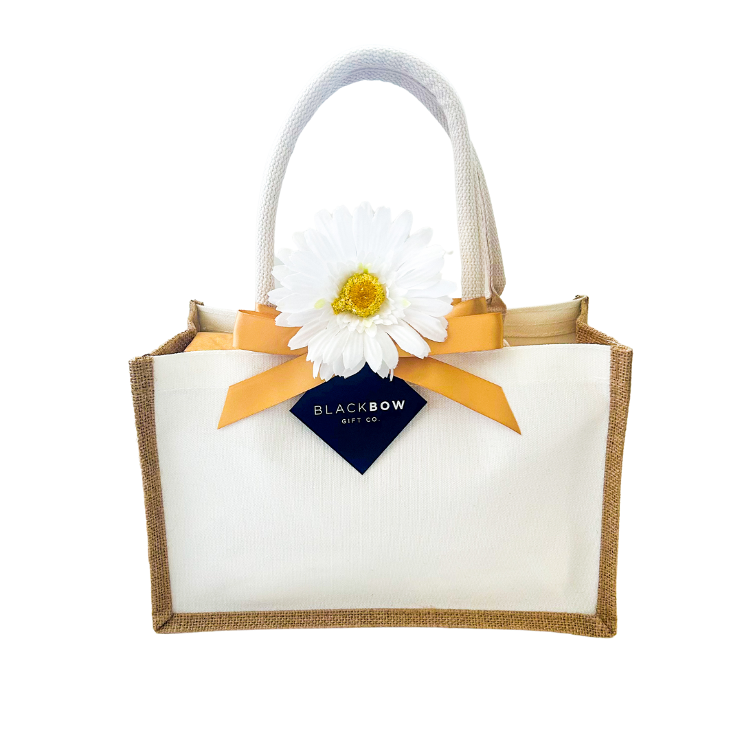 White/Jute Tote wt Button