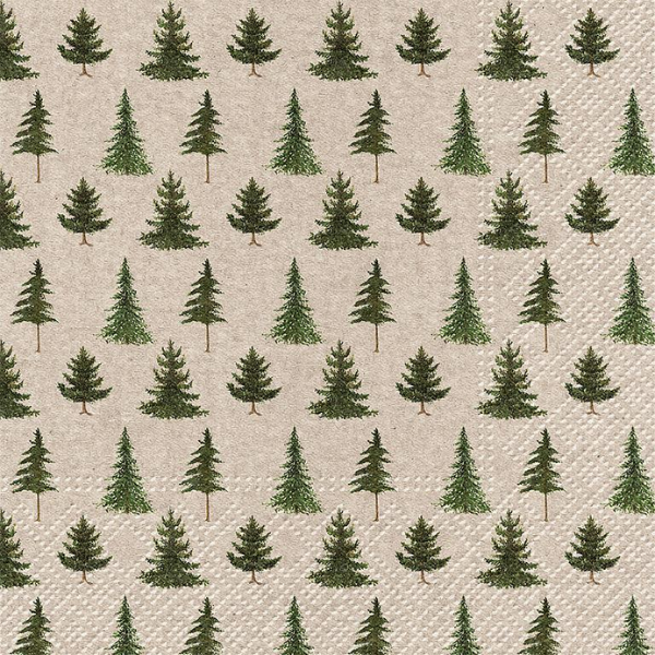 Recycled paper Christmas luncheon napkins with painted pine tree design
