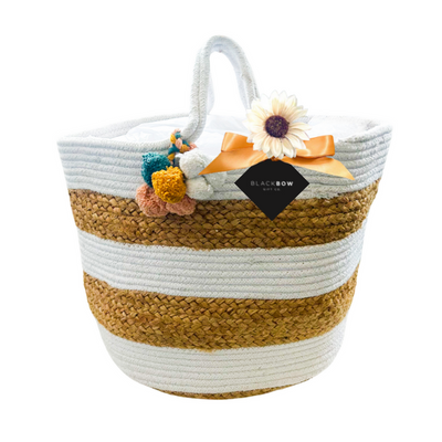 Large White Cotton & Jute Rope Basket