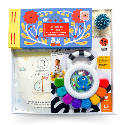 Gender-neutral baby gift styled for happy, everyday moments with a growing baby.