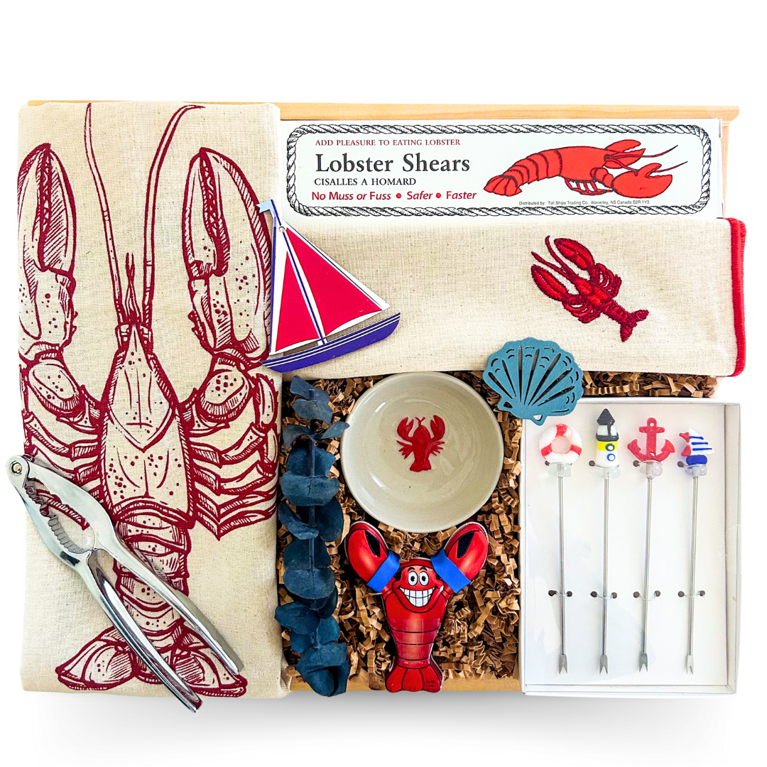 Lobster Boil Gift Set, East Coast Seafood Gift Box, Maritime-Inspired Lobster Gifts, Coastal Dinner Gift Basket, Lobster Party Supplies Gift Box, Backyard Boil Gift Ideas, Gifts for Seafood Lovers, East Coast Hostess Gifts, Lobster Accessories and Tools, Maritime Dinner Gift Box, Coastal Entertaining Gifts, Lobster Cracker and Bib Kit, Gifts for Nova Scotia Foodies, Ocean-Themed Culinary Gifts, Summer Feast Gift Basket
