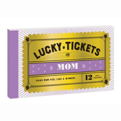 Box of 'Lucky Tickets for Mom' on a white background