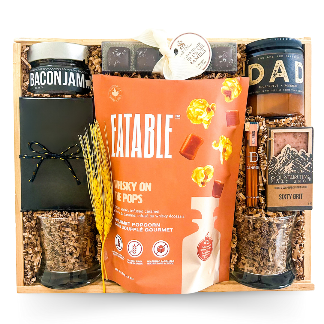 Father’s Day Gift Boxes, Father’s Day Gifts Canada, Unique Gifts For Dad, Father’s Day Gift Delivery, Shipped Father’s Day Gifts, Gifts For Him, Gifts For Men, Bourbon Lover Gifts, Whiskey Gift Sets For Dad, Father’s Day Snack Boxes, Relaxation Gifts For Dad, Father’s Day Popcorn Gifts, Gourmet Gifts For Dad, Thoughtful Father’s Day Gifts, Dad Gift Baskets, Gifts For Husband, Man Cave Gifts, Dad Appreciation Gifts