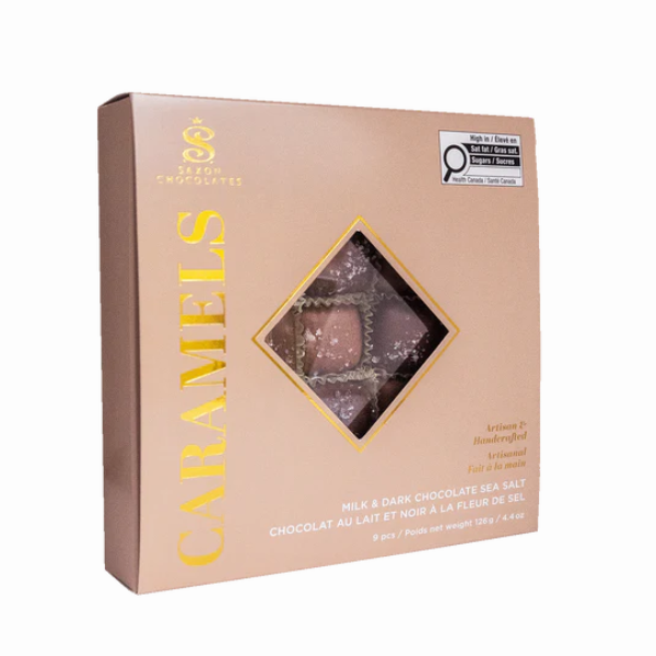 Milk & Dark Chocolate Sea Salt Caramels Box (9 pcs.)