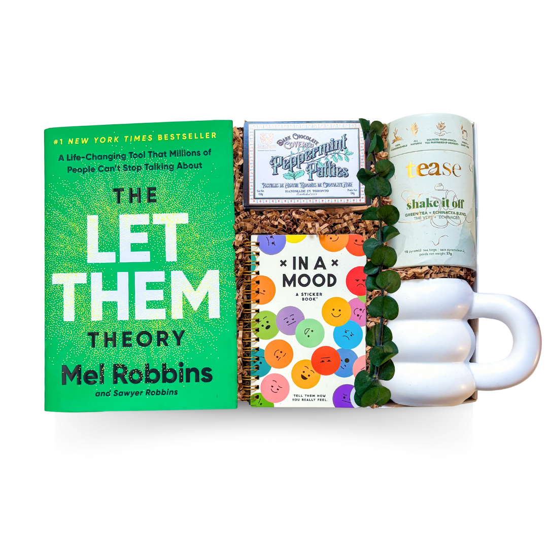 Mindset Reset Kit with Mel Robbins’ Let Them book, bubble mug, cozy drink elements, and mood stickers

