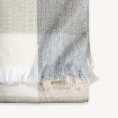 Natural Alpaca Coastal Check Blanket/Throw