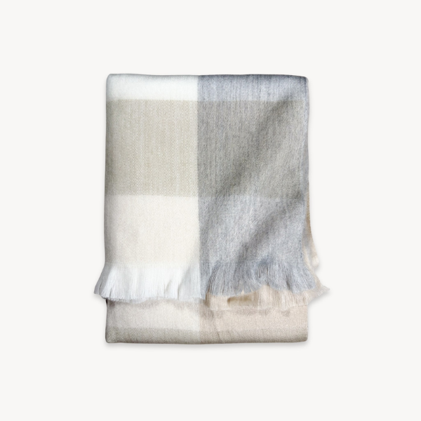 Natural Alpaca Coastal Check Blanket/Throw