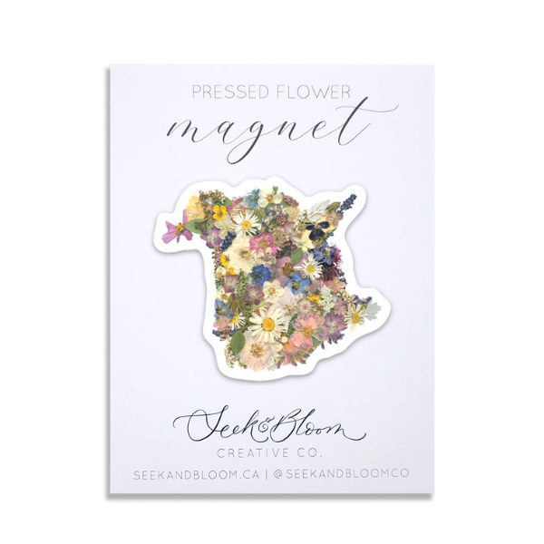 New Brunswick Map Design Pressed Flower Art Magnet
