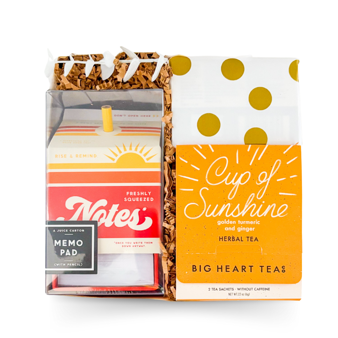 Employee appreciation / Administrative Professional gift box with tea, cookies, and cheerful stationery by Black Bow Gift Co.