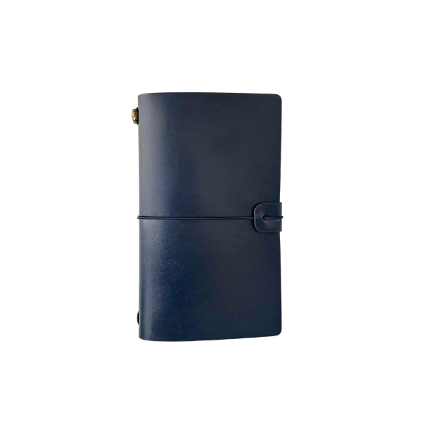 PU Leather Notebook with strap closure and gold details on the spine.