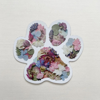 Paw Print Pressed Flower Magnet