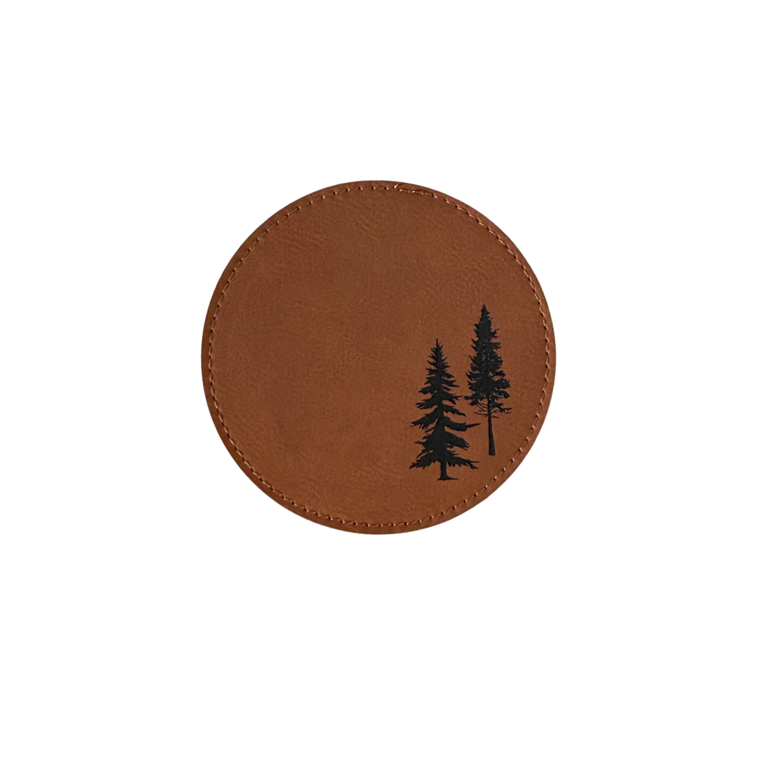 Pine Faux Leather Coaster (Single Coaster)