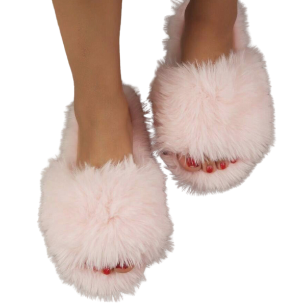 Fuzzy Pink Slippers (S,M,L)