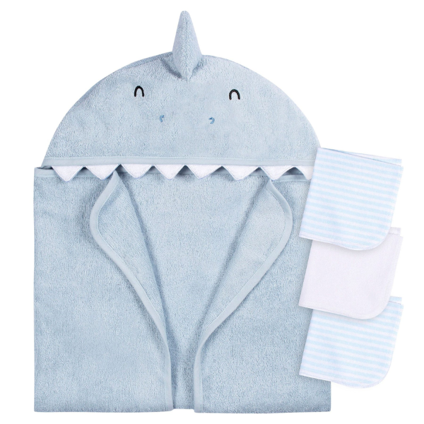 Premium One size 4 pc Baby Bath Set - Shark Design