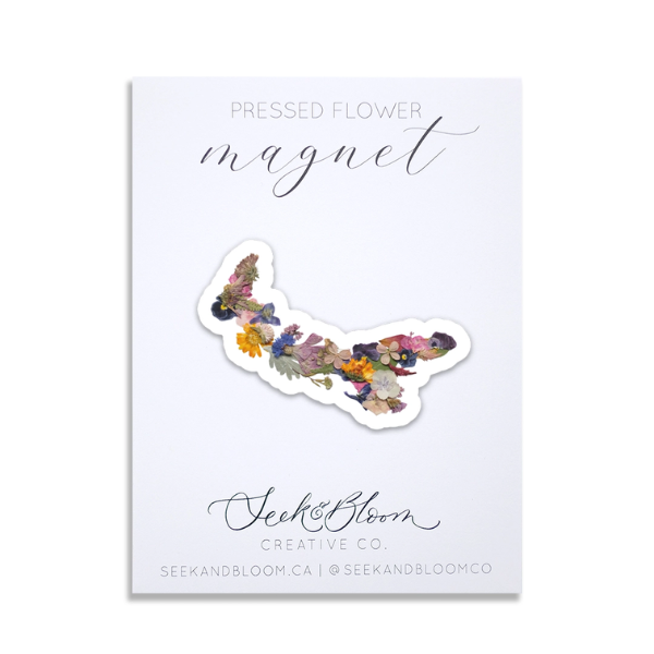 Prince Edward Island Map Design Pressed Flower Art Magnet